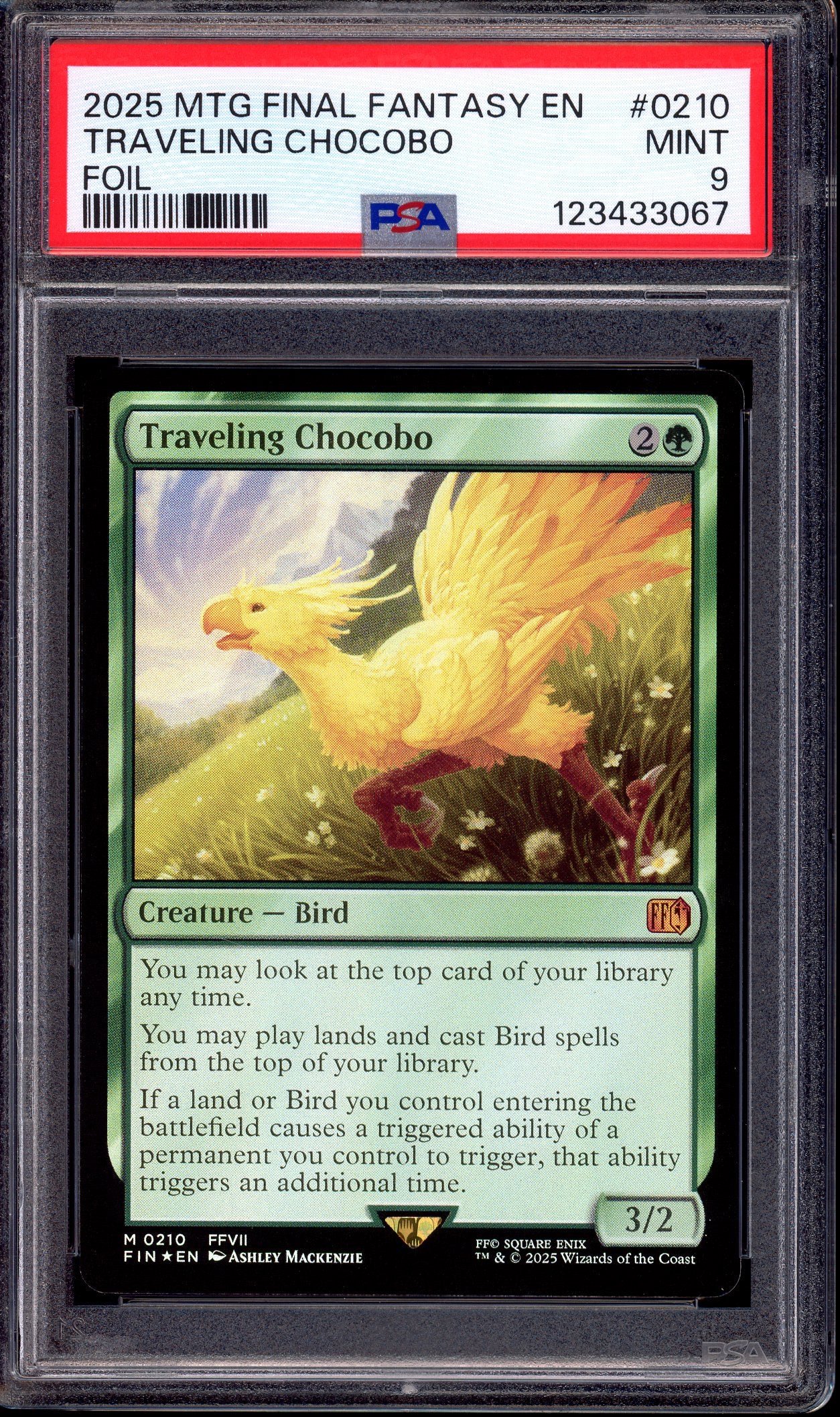 2025 Magic The Gathering Final Fantasy Traveling Chocobo Foil #0210 PSA 9 MINT
