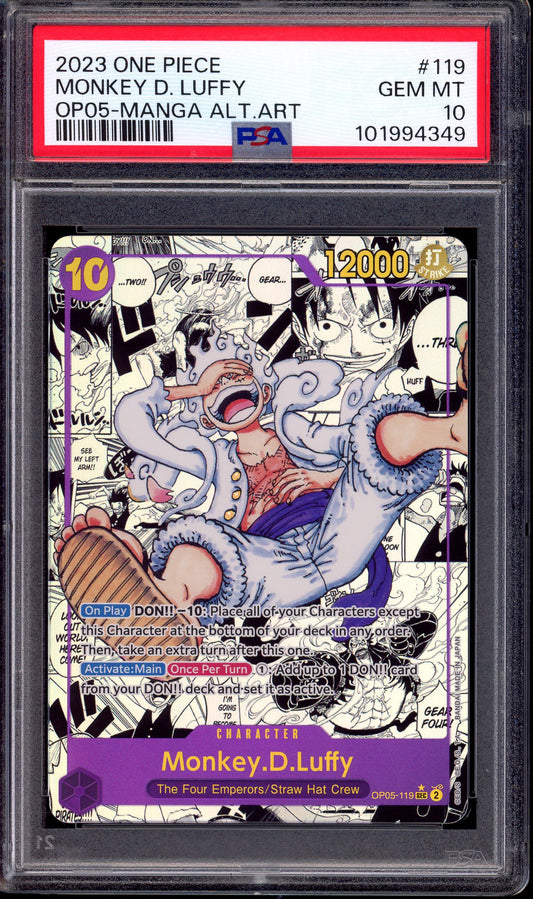 2023 One Piece OP05 Manga Alternate Art Monkey D. Luffy #119 PSA 10 GEM MINT