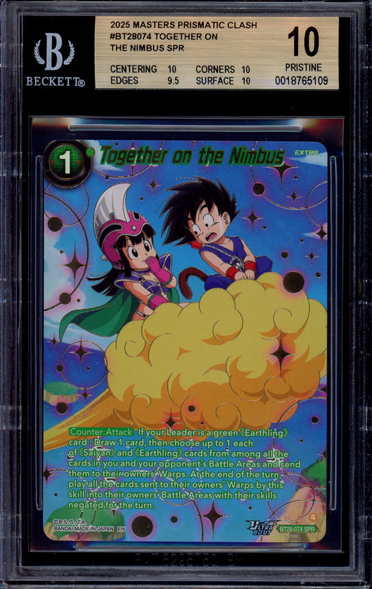 2025 Dragon Ball Super Masters Special Rare Together On The Nimbus #BT28-074 BGS 10 PRISTINE
