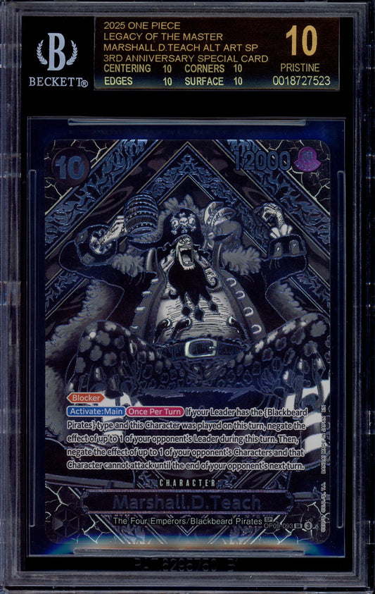 2025 One Piece OP12 3rd Anniversary Silver Marshall D Teach #93 BGS 10 PRISTINE BLACK LABEL