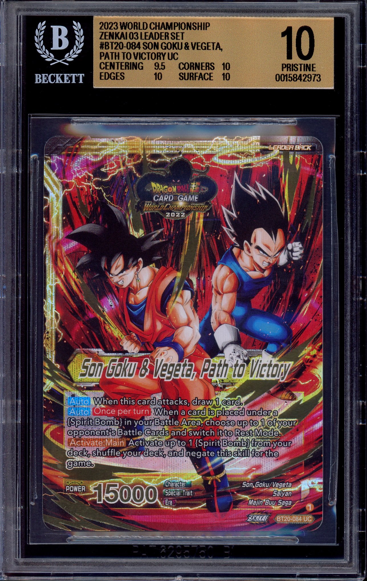 2023 Dragon Ball Super World Championship Zenkai 03 Son Goku & Vegeta, Path to Victory BGS 10 PRISTINE