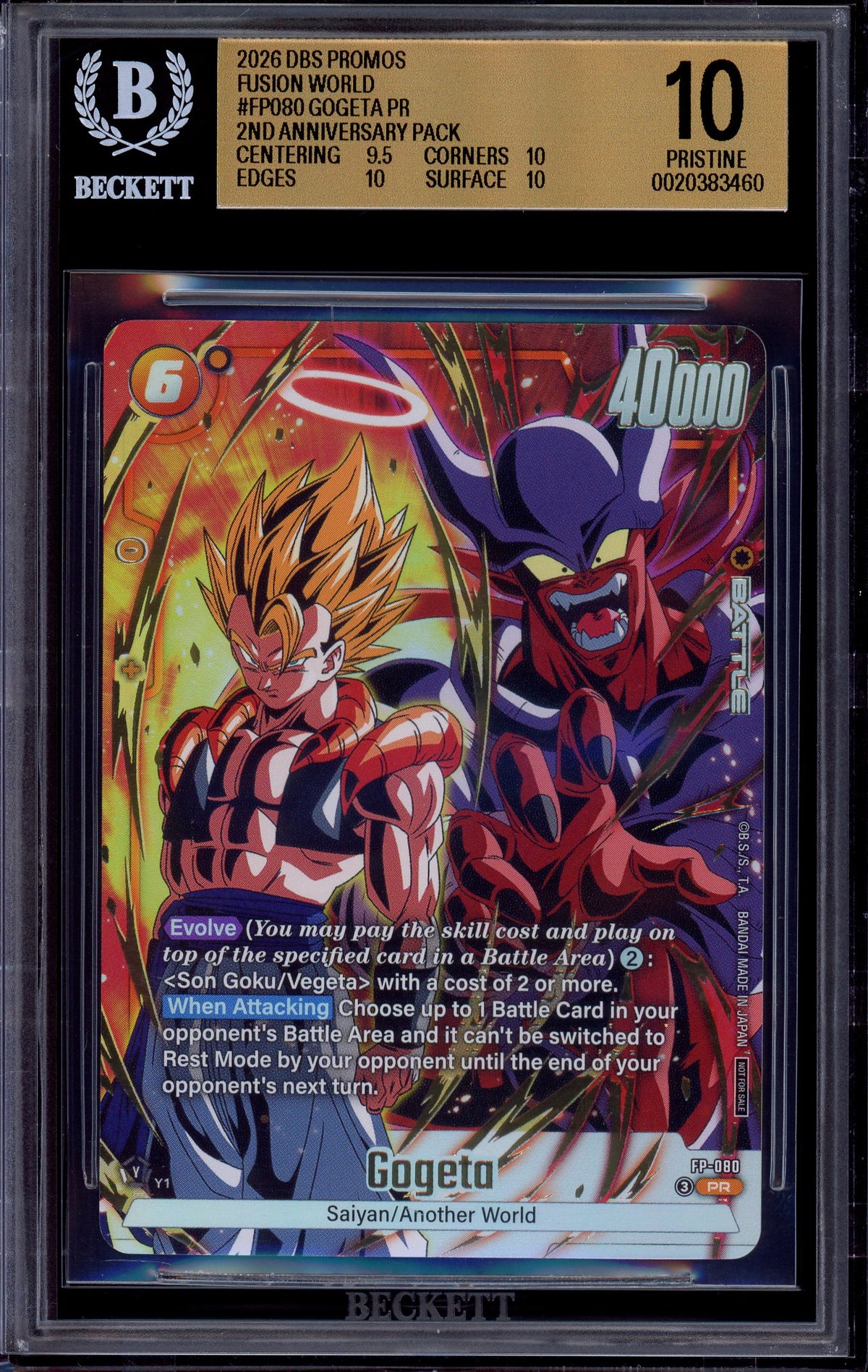 2026 Dragon Ball Super Fusion World 2nd Anniversary-Pack Gogeta #FP-080 BGS 10 PRISTINE