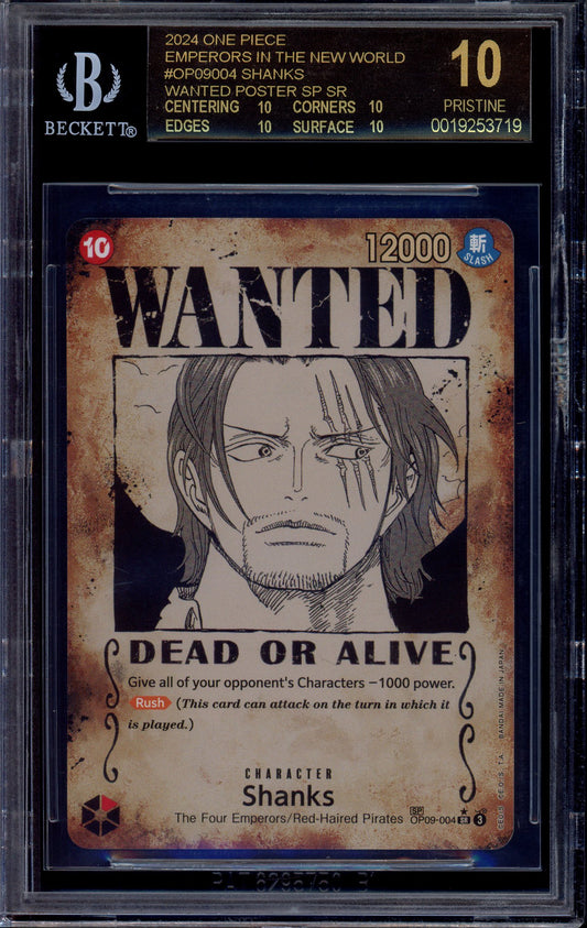 2024 One Piece OP09 Wanted Alternate Art Shanks #004 BGS 10 BLACK LABEL