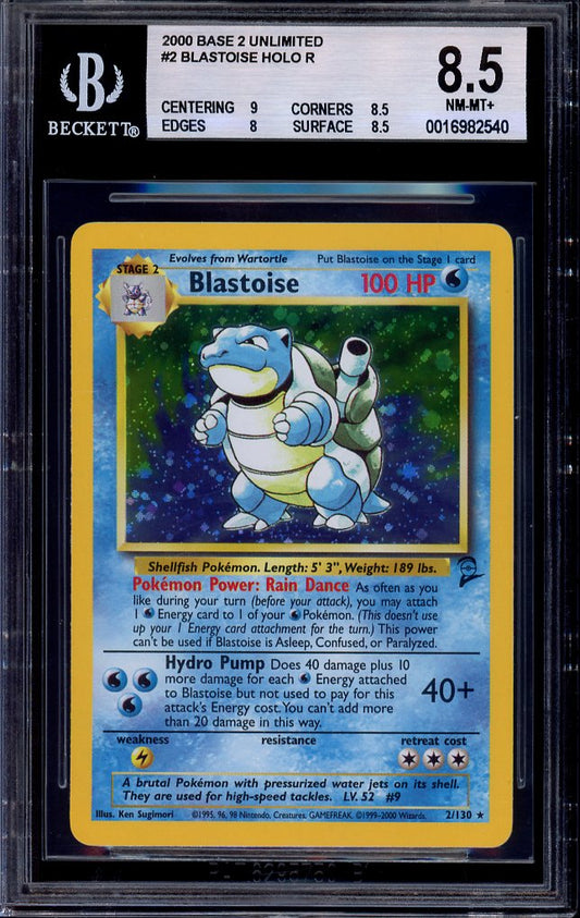 2000 Pokémon Game Base II Blastoise-Holo #2 BGS 8.5 NM-MT+