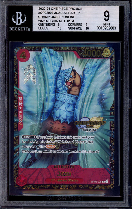 2023 One Piece Promo Championship Regional Top 64 Jozu #008 BGS 9 MINT