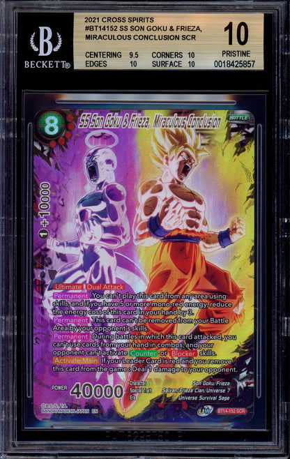 2021 Dragon Ball Super SS Son Goku & Frieza, Miraculous Conclusion SCR #BT14-152 BGS 10 PRISTINE