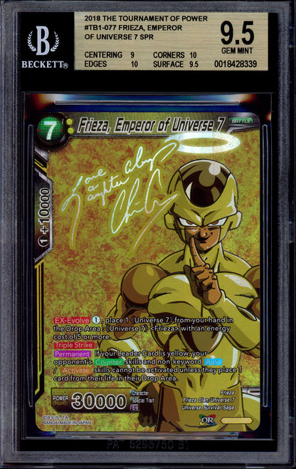 2018 Dragon Ball Super Tournament of Power Special Rare Signature Frieza, Emperor of the Universe #TB1-077 BGS 9.5 GEM MINT