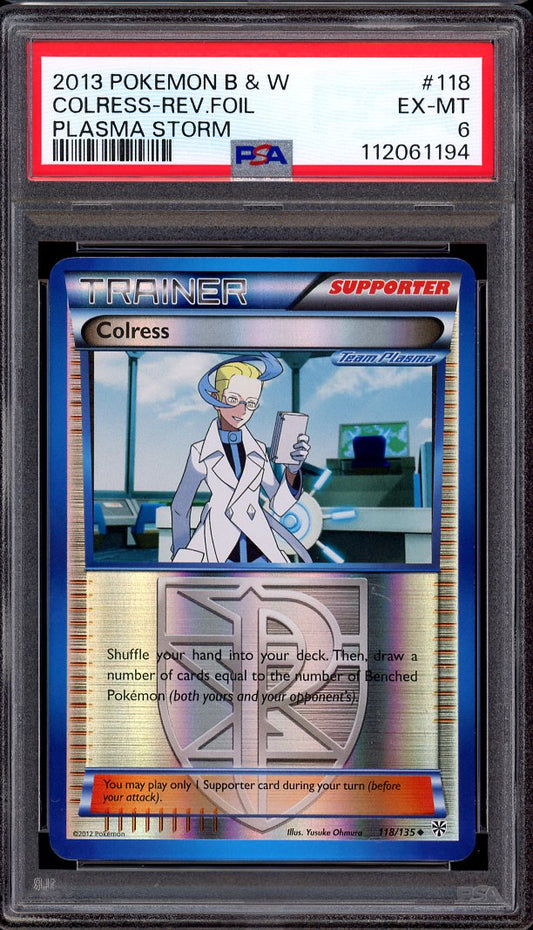2013 Pokémon Black & White Plasma Storm Colress-Reverse Foil #118 PSA 6 EX-MT