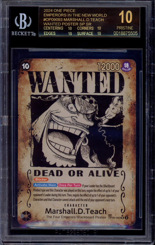 2024 One Piece OP09 Wanted Alternate Art Marshall D Teach #093 BGS 10 BLACK LABEL