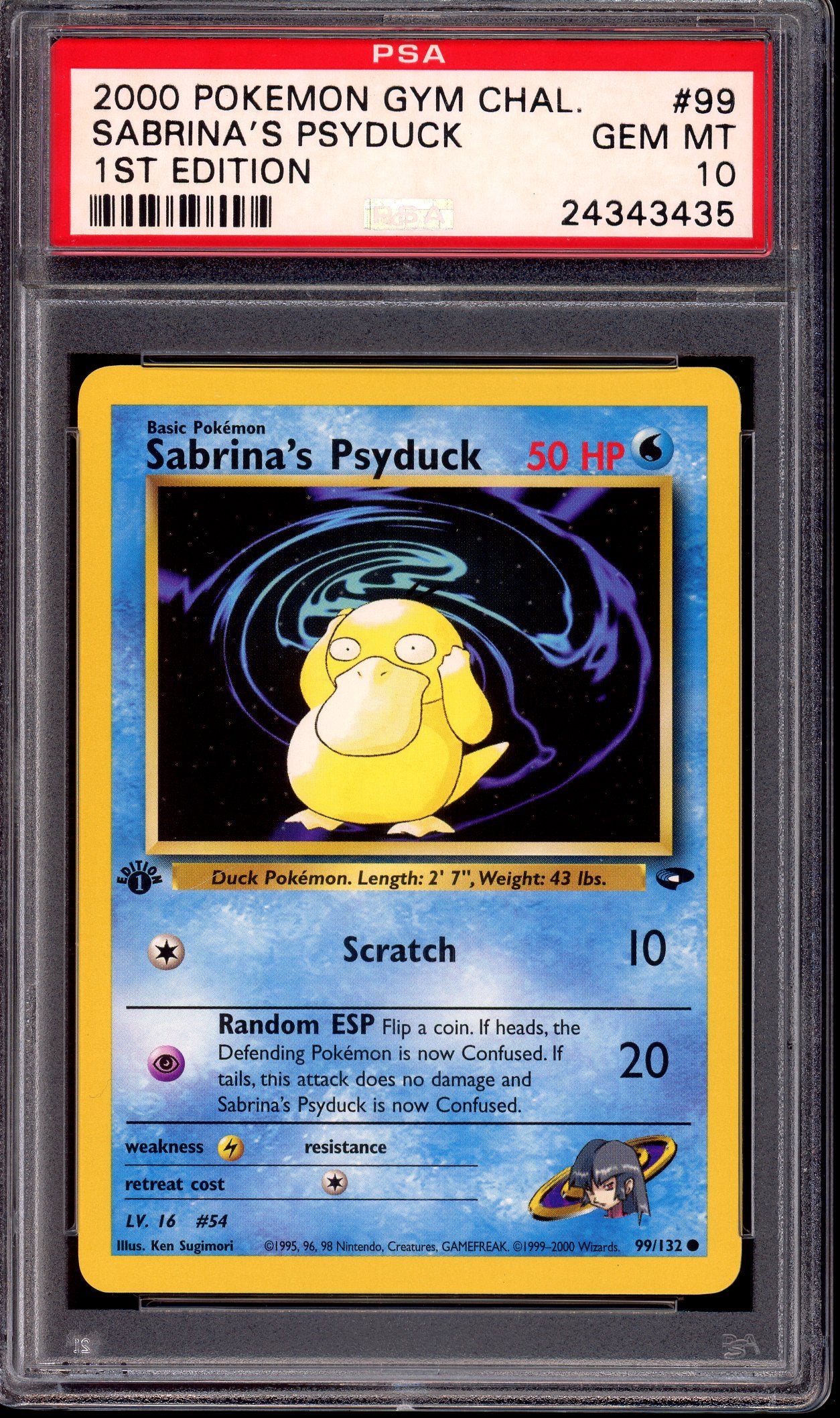2000 Pokémon Gym Challenge 1st Edition Sabrina's Psyduck #99 PSA 10 GEM MINT