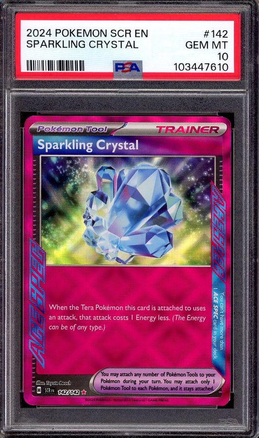 2024 Pokémon S&V Stellar Crown Ace Spec Sparkling Crystal #142 PSA 10 GEM MINT