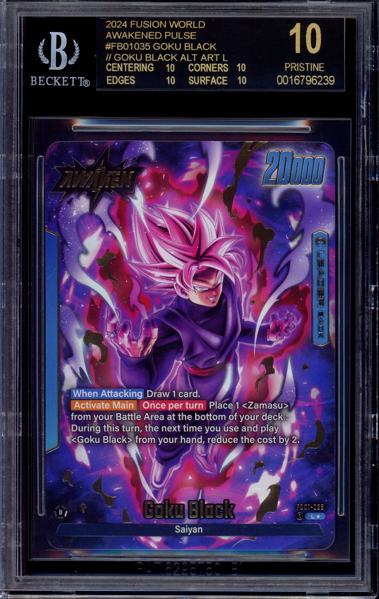2024 Drgaon Ball Super Fusion World Alternate Art Goku Black #FB01-035 BGS 10 BLACK LABEL