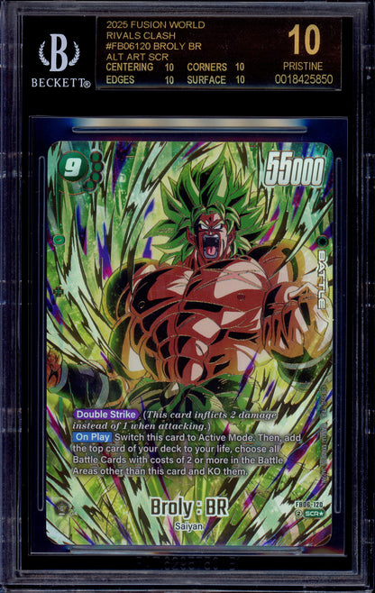 2025 Dragon Ball Super Fusion World Alternate Art Broly BR SCR #FB06-120 BGS 10 PRISTINE BLACK LABEL