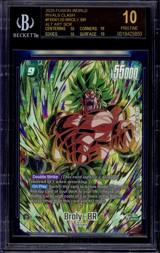 2025 Dragon Ball Super Fusion World Alternate Art Broly BR SCR #FB06-120 BGS 10 PRISTINE BLACK LABEL