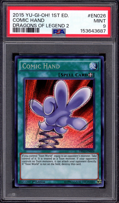 2015 Yu-Gi-Oh! 1st Edition Dragons of Legends 2 Comic Hand #EN026 PSA 9 MINT