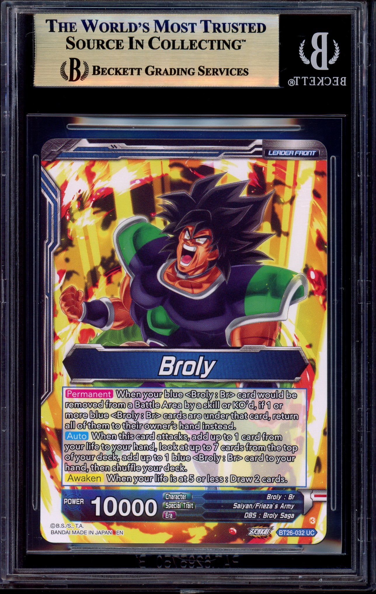 2024 Dragon Ball Super Masters SS Broly, Full-Power Explosion SLR #BT26-032 BGS 10 PRISTINE