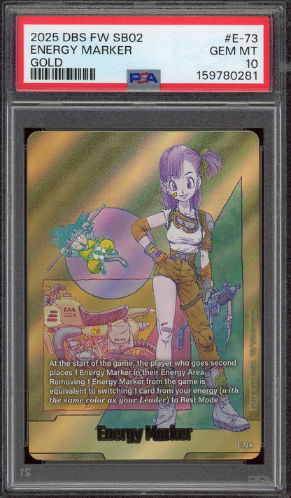 2025 Dragon Ball Super Fusion World Manga Booster 02 Gold Energy Marker #E-73 PSA 10 GEM MINT