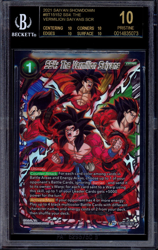 2021 Dragon Ball Super SS4 The Vermilion Saiyans SCR #BT15-152 BGS 10 BLACK LABEL
