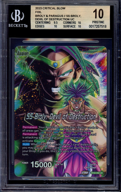 2023 Dragon Ball Super SS Broly, Devil of Destruction Foil #BT22-055 BGS 10 PRISTINE