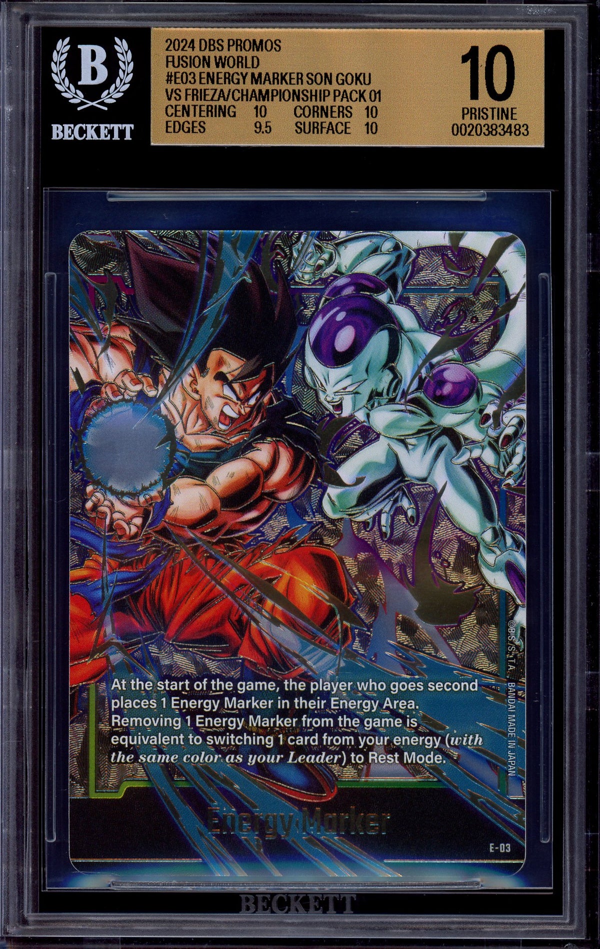 2025 Dragon Ball Super Fusion World AC Set 01 Goku VS Frieza Energy Marker #E-03 BGS 10 PRISTINE