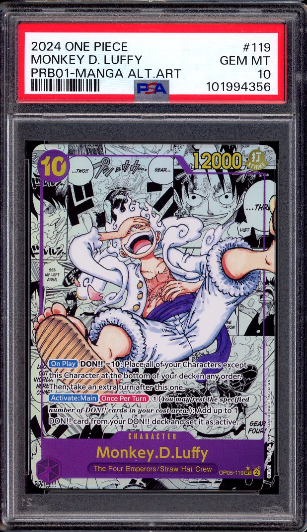 2024 One Piece PRB01 Premium Booster Manga Alternate Art Monkey D Luffy #119 PSA 10 GEM MINT
