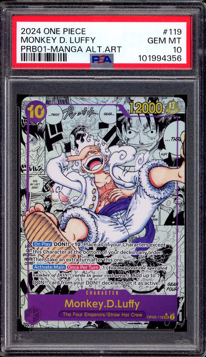 2024 One Piece PRB01 Premium Booster Manga Alternate Art Monkey D Luffy #119 PSA 10 GEM MINT