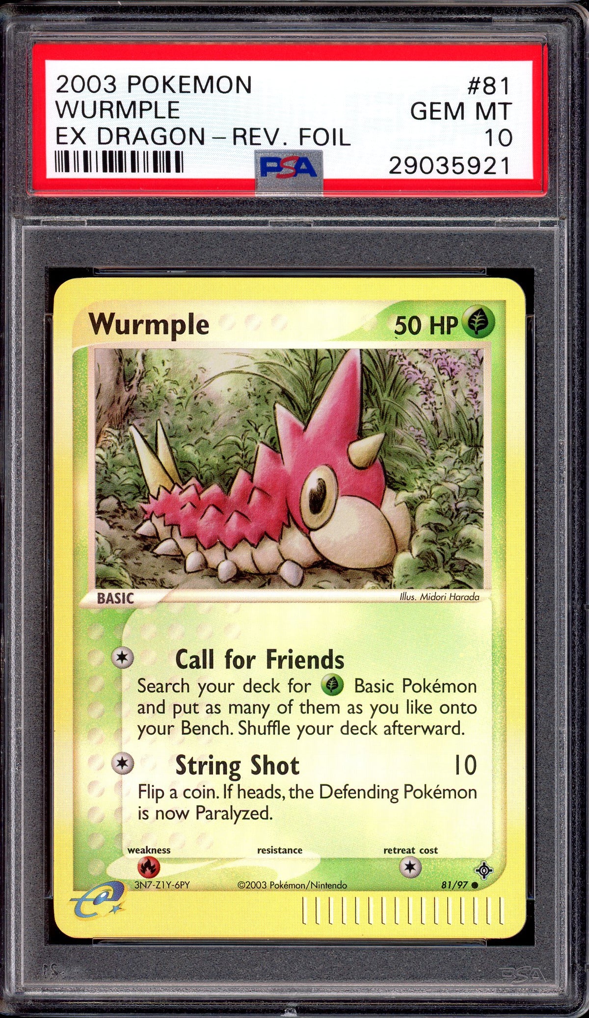 2003 Pokémon EX Dragon Wurmple Reverse Holo #81 PSA 10 GEM MINT