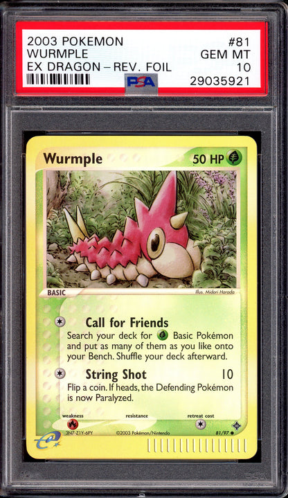 2003 Pokémon EX Dragon Wurmple Reverse Holo #81 PSA 10 GEM MINT