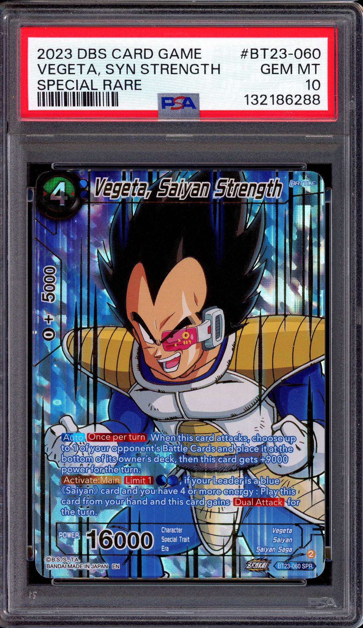 2023 Dragon Ball Super Special Rare Vegeta, Saiyan Strength #BT23-060 PSA 10 GEM MINT
