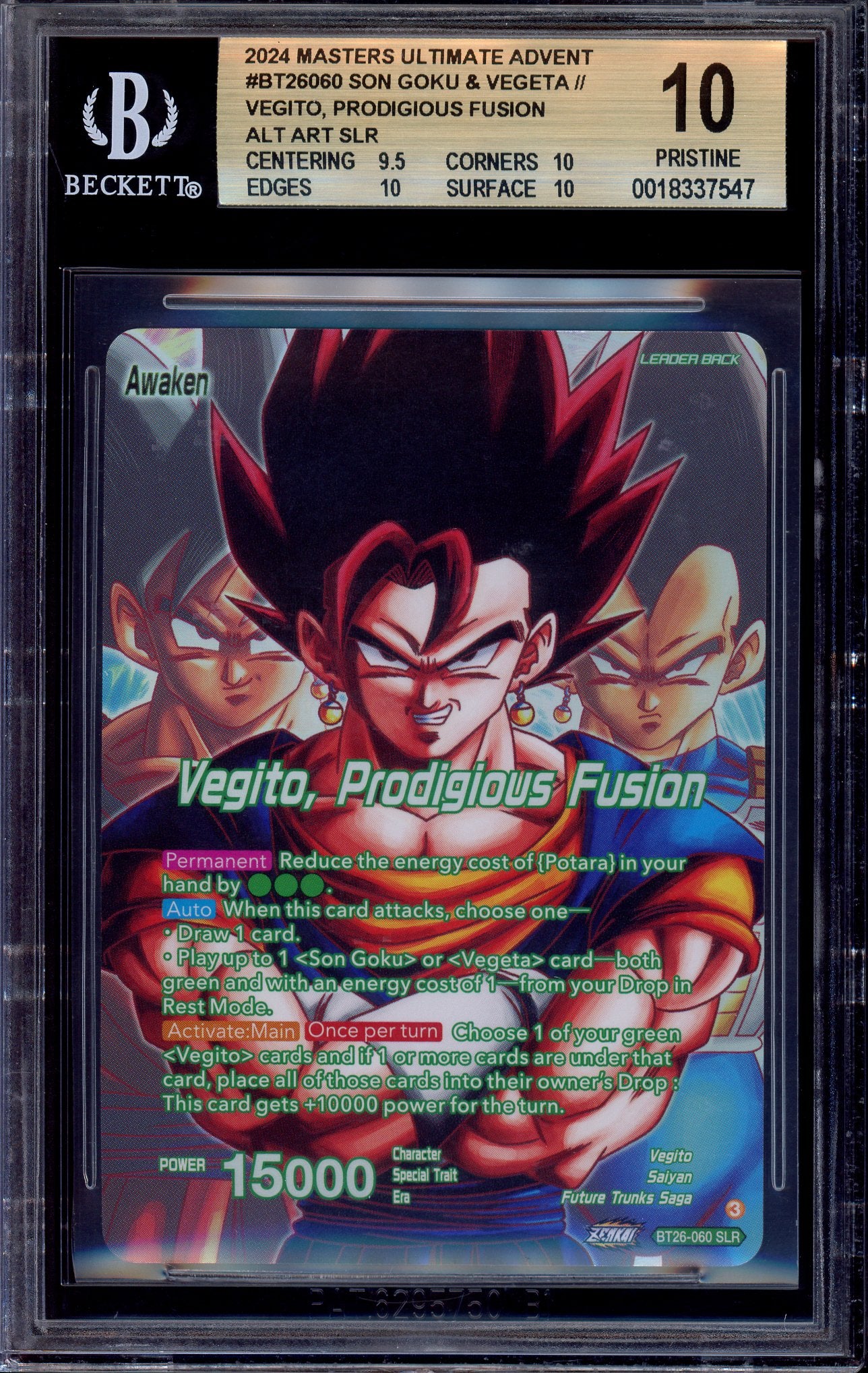2024 Dragon Ball Super Masters Vegito, Prodigious Fusion SLR #BT26-060 BGS 10 PRISTINE