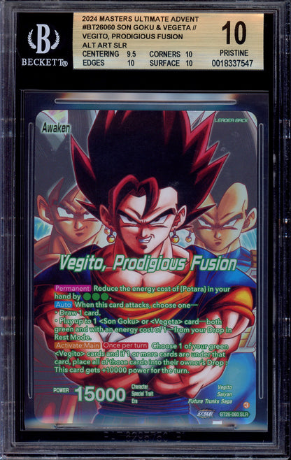 2024 Dragon Ball Super Masters Vegito, Prodigious Fusion SLR #BT26-060 BGS 10 PRISTINE