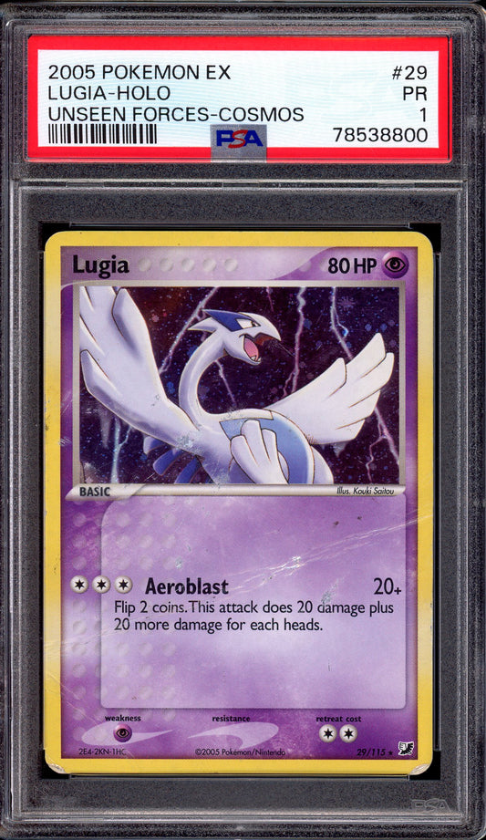 2005 Pokémon EX Unseen Forces Cosmos Lugia-Holo #29 PSA 1 POOR