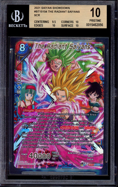 2021 Dragon Ball Super The Radiant Saiyans SCR #BT15-154 BGS 10 PRISTINE