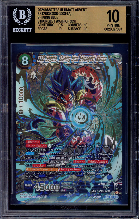 2024 Dragon Ball Super Masters Secret Rare SSB Gogeta, Shining Blue #BT26-138 BGS 10 PRISTINE