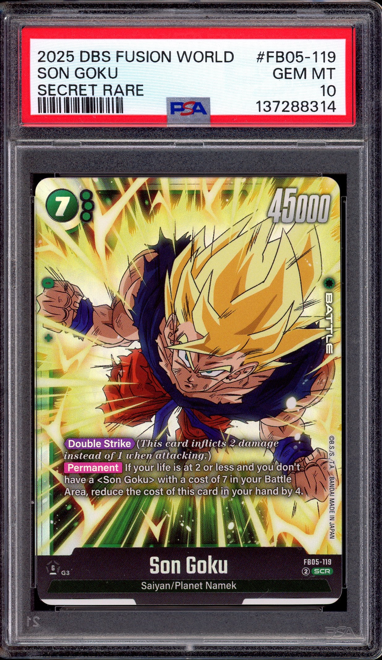 2025 Dragon Ball Super Fusion World Secret Rare Son Goku #FB05-119 PSA 10 GEM MINT