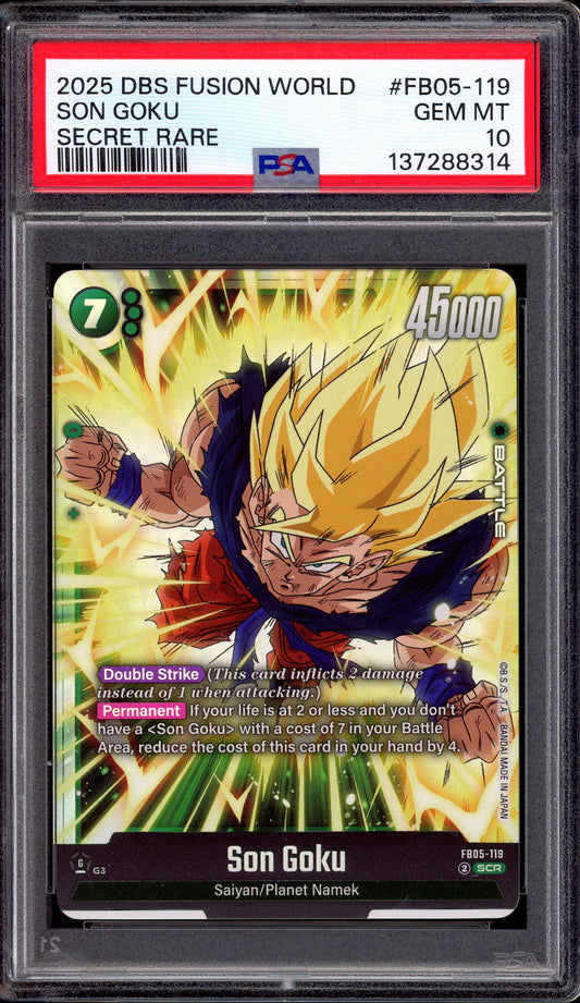 2025 Dragon Ball Super Fusion World Secret Rare Son Goku #FB05-119 PSA 10 GEM MINT