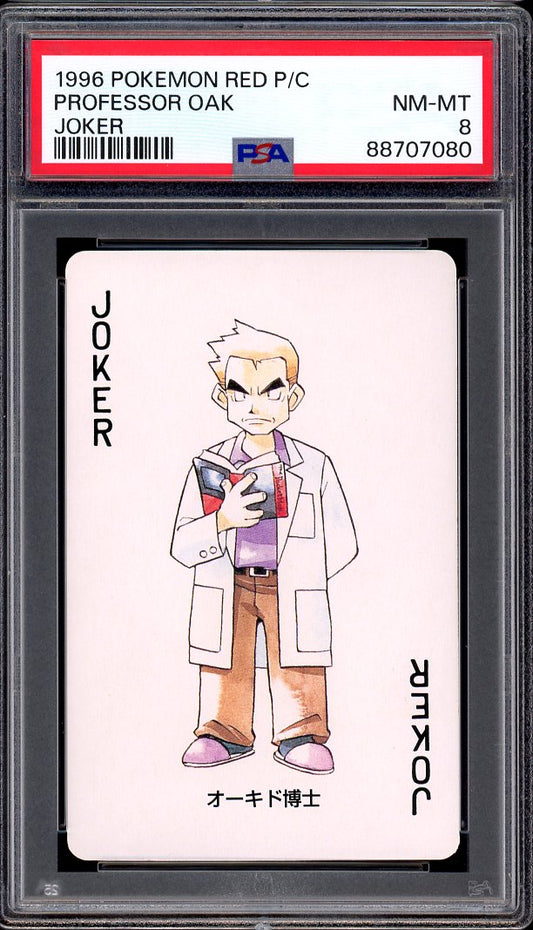 1996 Pokémon Red Playing Cards Joker Professor Oak PSA 8 NM-MT