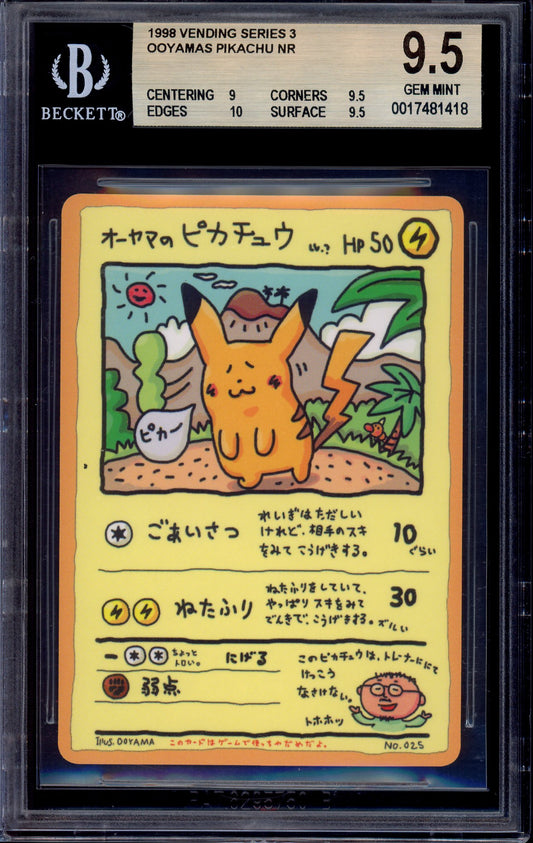 1998 Pokémon Japanese Vending Series III Ooyama's Pikachu #25 BGS 9.5 GEM MINT