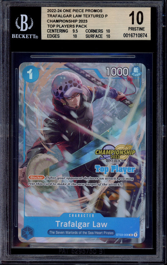 2024 One Piece 2023 Championship Top Players Pack Trafalgar Law #008 BGS 10 PRISTINE
