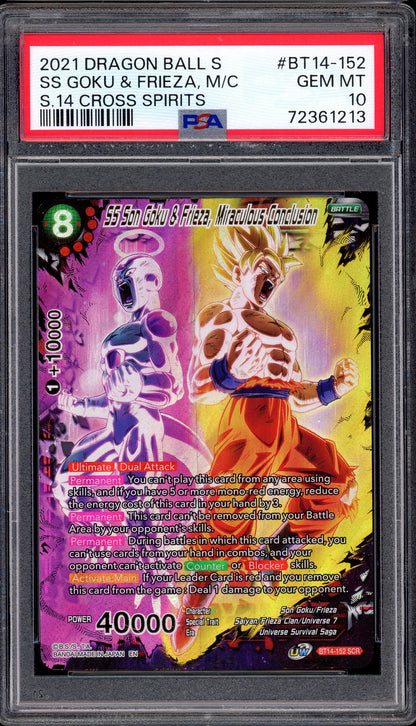 2021 Dragon Ball Super SS Son Goku & Frieza, Miraculous Conclusion SCR #BT14-152 PSA 10 GEM MINT