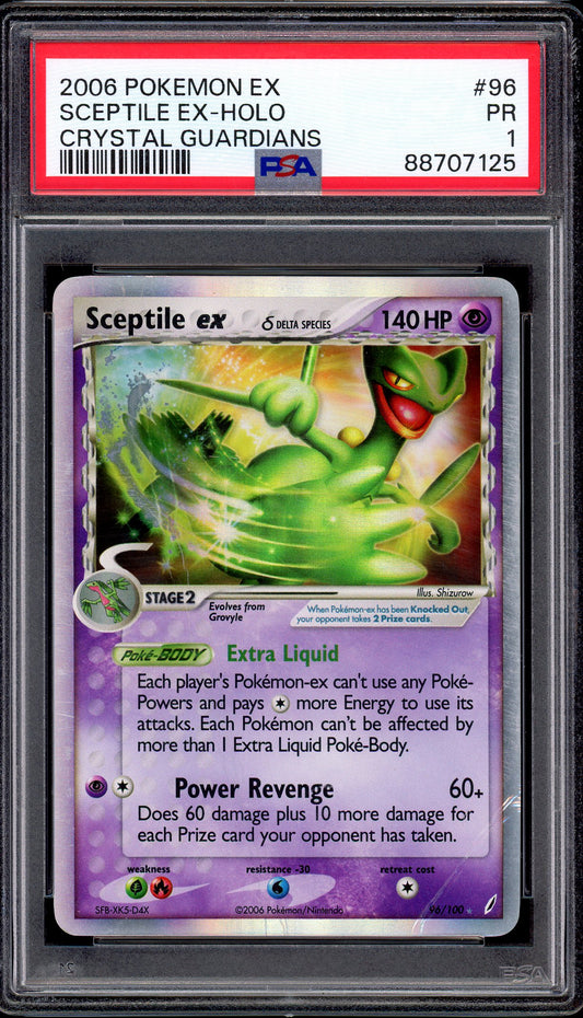 2006 Pokémon EX Crystal Guardians Sceptile EX-Holo #96 PSA 1 POOR