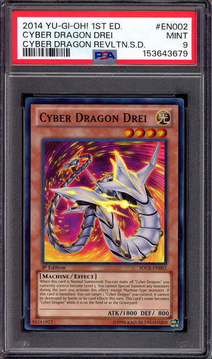 2014 Yu-Gi-Oh! 1st Edition Cyber Dragon Revolution Structure Deck Cyber Dragon Drei #EN002 PSA 9 MINT