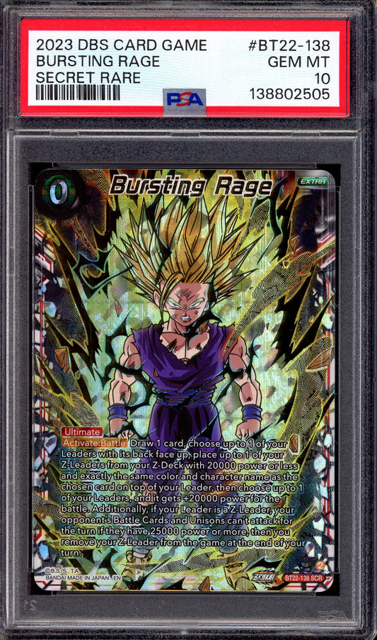2023 Dragon Ball Super Critical Blow Bursting Rage SCR #BT22-138 PSA 10 GEM MINT