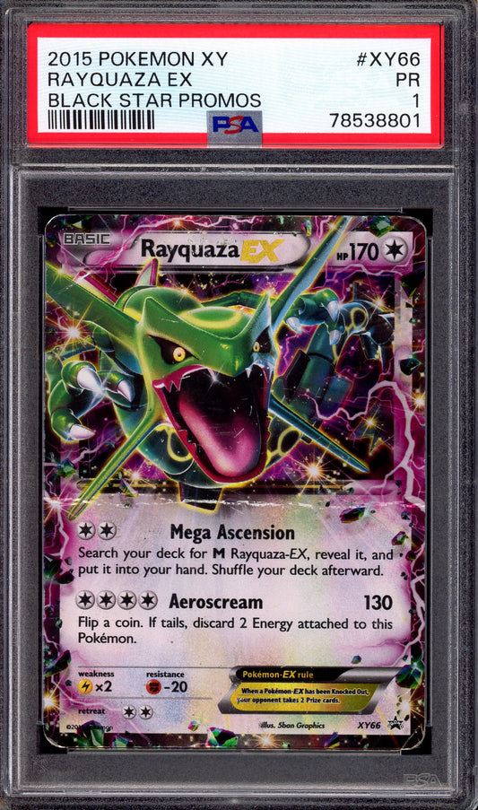 2015 Pokémon XY Black Star Promo Rayquaza EX #XY66 PSA 1 POOR