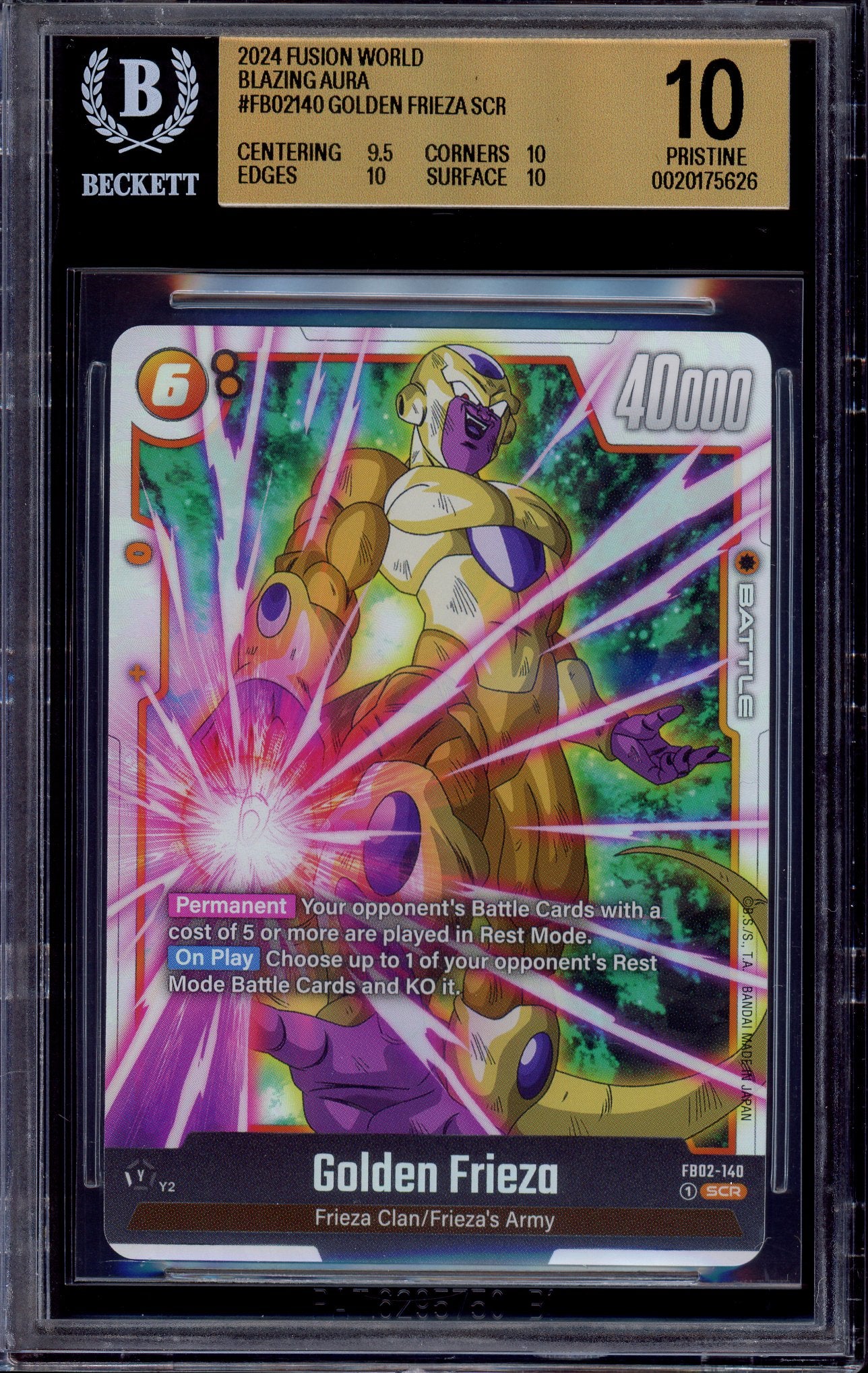 2024 Dragon Ball Super Fusion World Secret Rare Golden Frieza #FB02-140 BGS 10 PRISTINE
