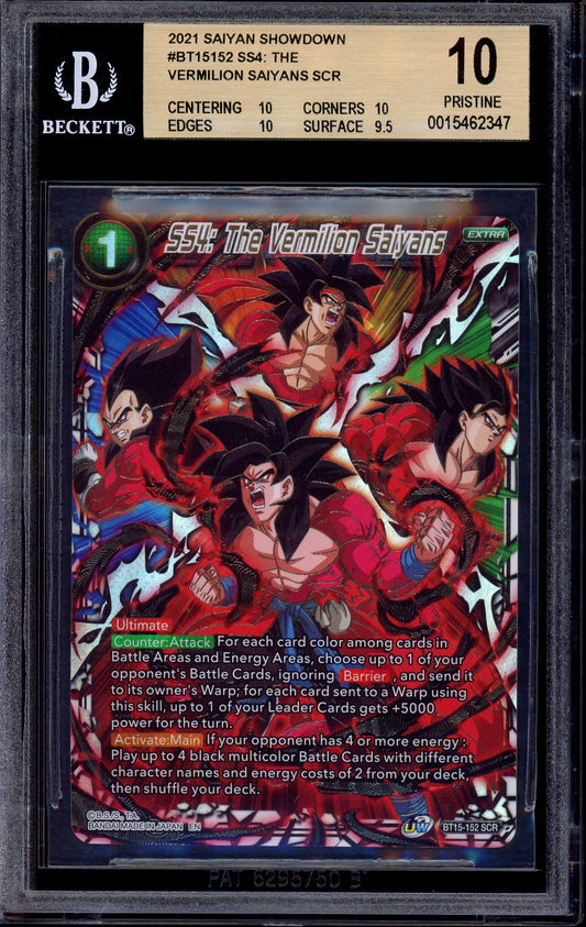 2021 Dragon Ball Super SS4 The Vermilion Saiyans SCR #BT15-152 BGS 10 PRISTINE