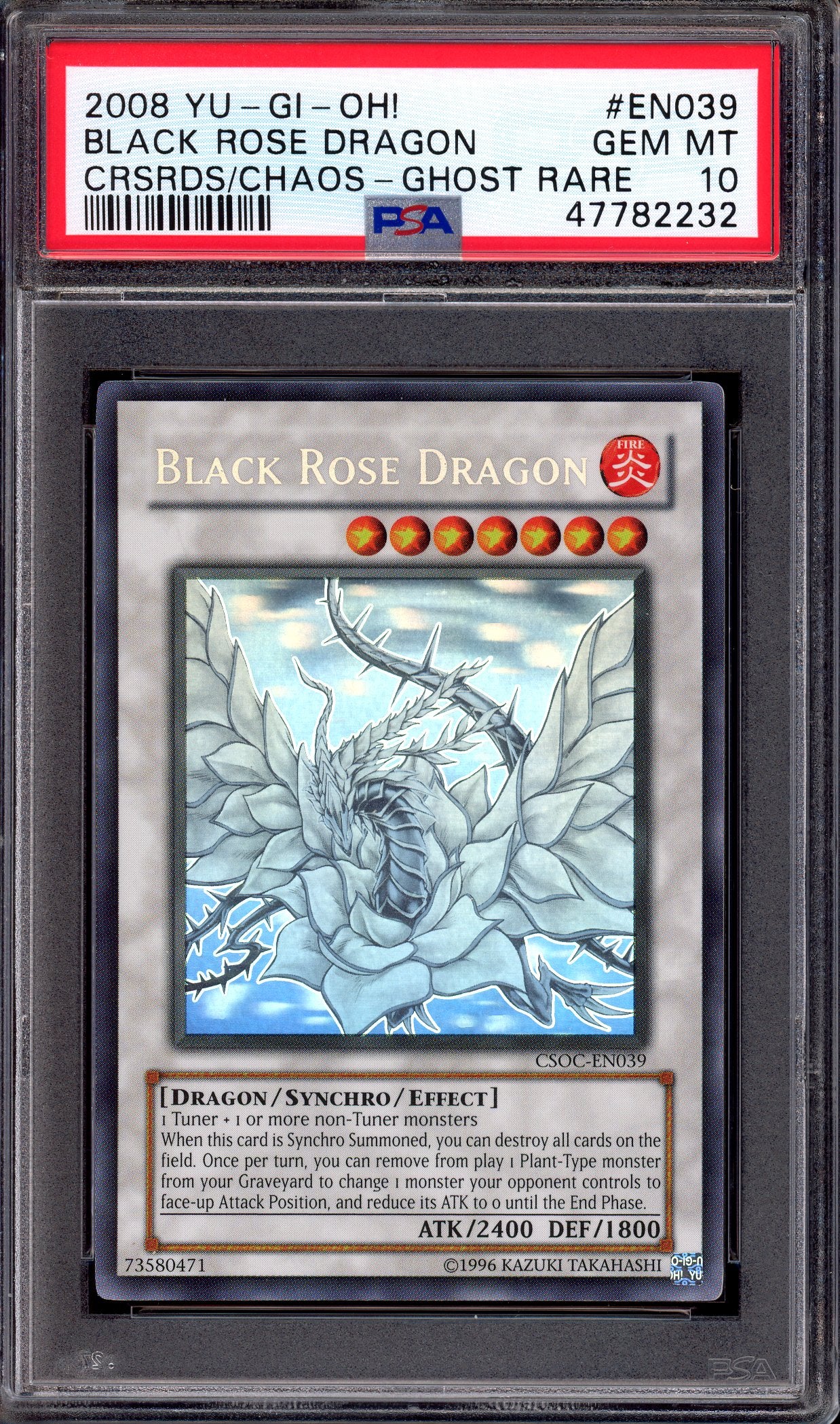 2008 Yu-Gi-Oh! Crossroads of Chaos Ghost Rare Black Rose Dragon #EN039 PSA 10 GEM MINT