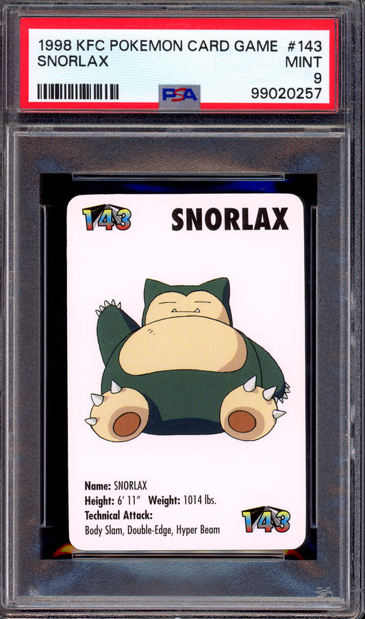 1998 KFC Pokémon Card Game Snorlax #143 PSA 9 MINT