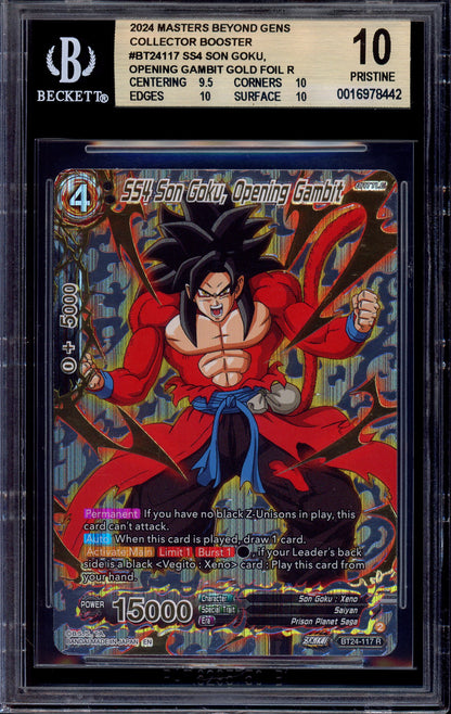 2024 Dragon Ball Super Masters Alternate Art Gold Stamp SS4 Son Goku, Opening Gambit #BT24-117 BGS 10 PRISTINE