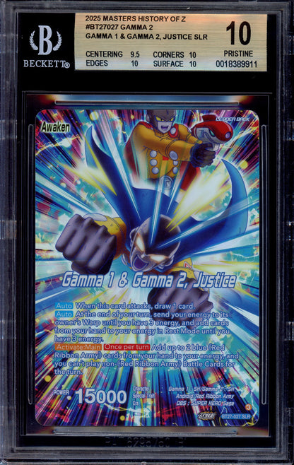 2025 Dragon Ball Supers Masters Gamma 1 & Gamme 2, Justice SLR BGS 10 PRISTINE